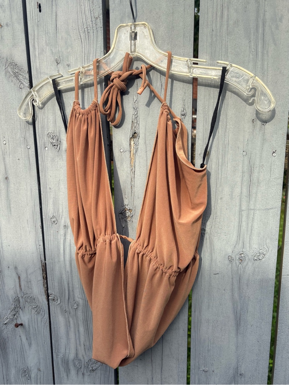 Women's Crop Halter Top in Rust Brown